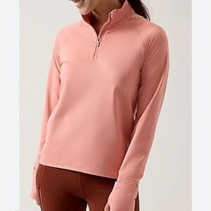 Athleta Whistler 1/2 Zip Pullover Large Conch Pink NEW Athletic Running